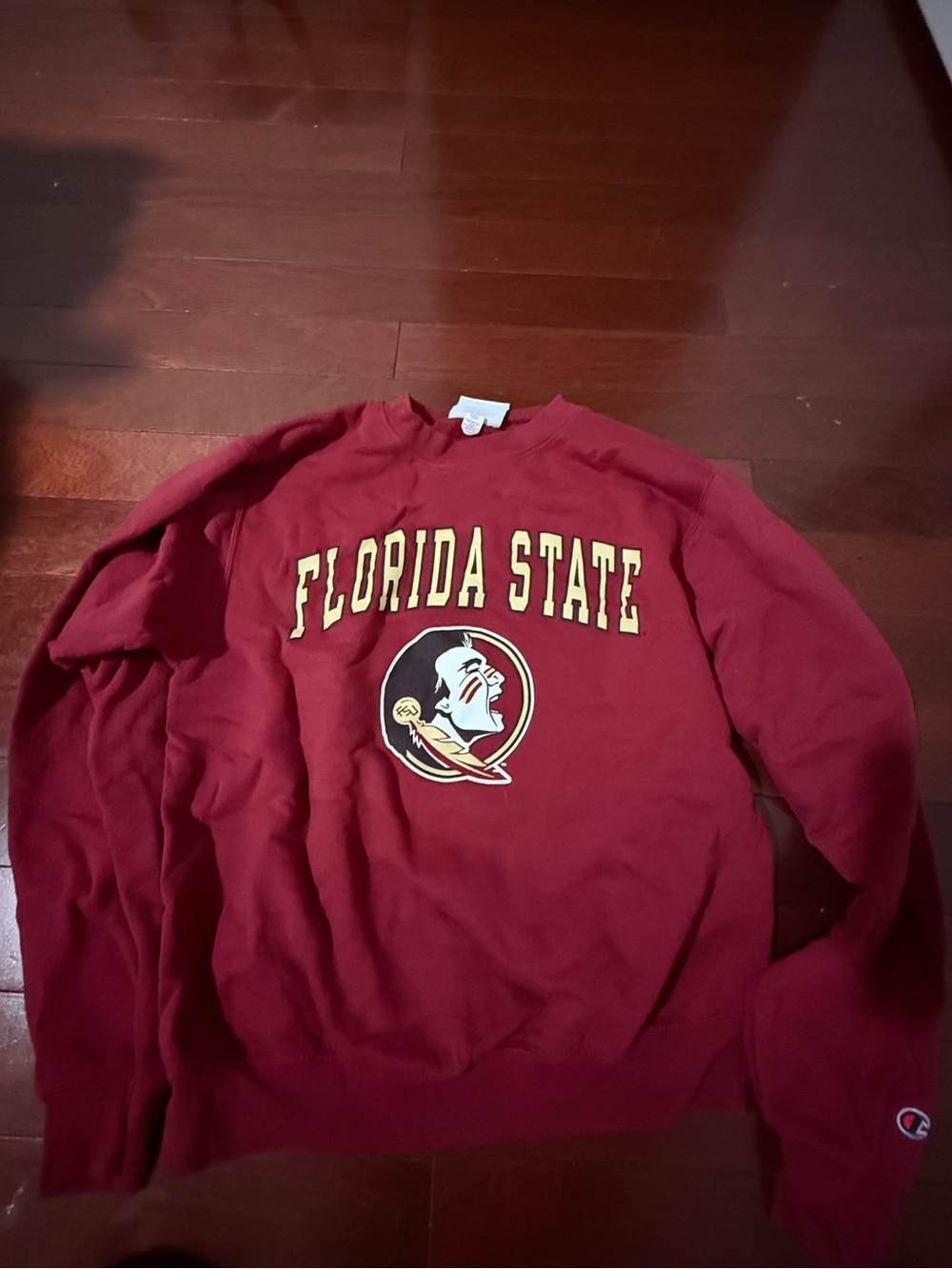 Champion Garnet Florida State Crewneck Sweatshirt with Gold Lettering